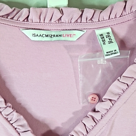 Isaac Mizrahi PurpleButton Down Blouse/ Top Size 1X - Picture 2 of 6
